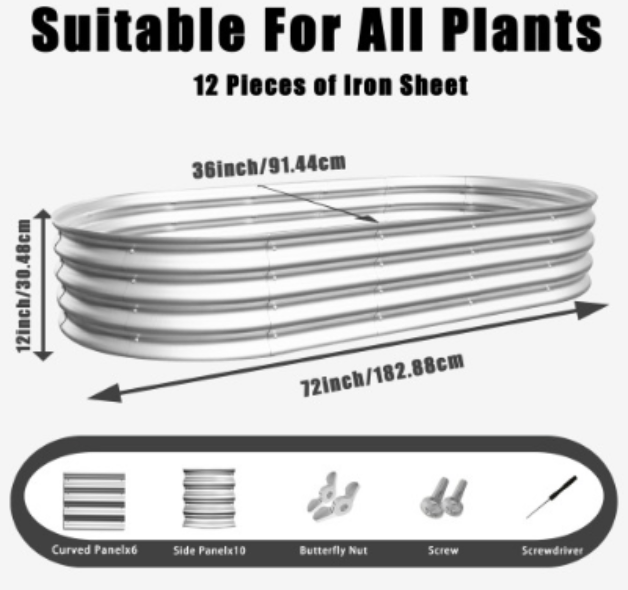 2Pcs 6x3x1ft Raised Garden Bed Kit, Galvanized Planter Raised Garden Beds For Outdoor For Vegetables,Flowers &Herbs, Heavy Duty, Rust-Resistant, Easy Assembly