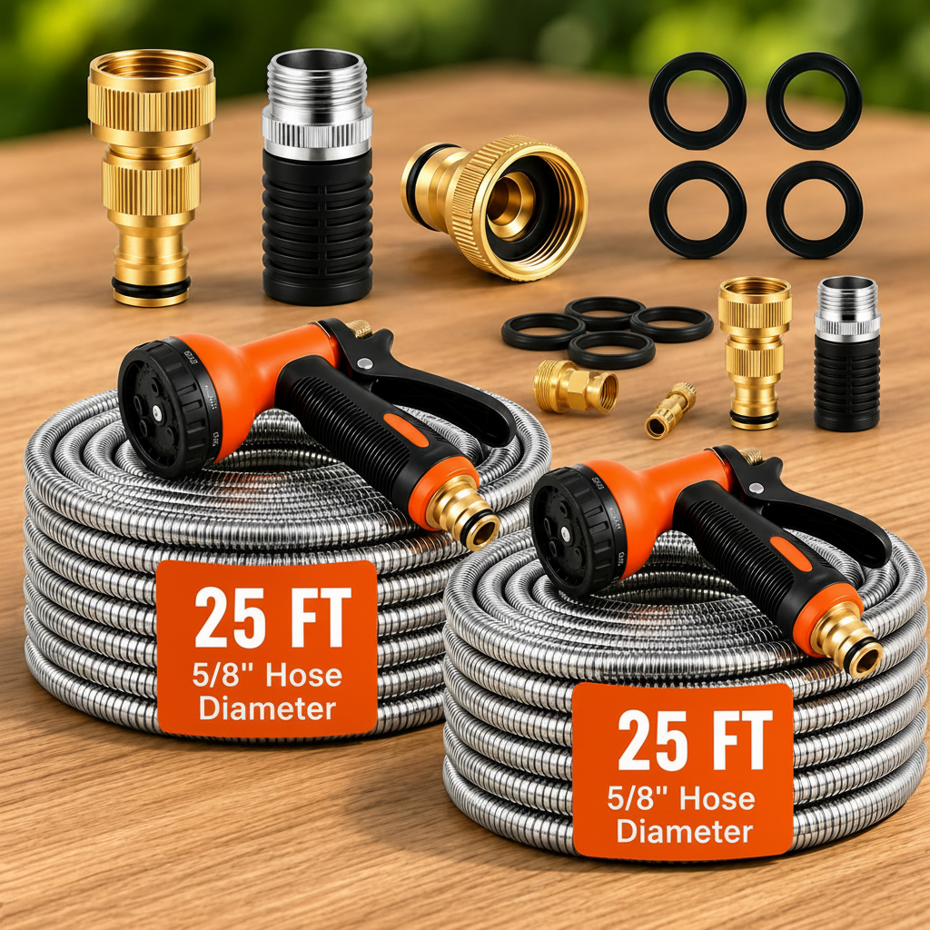 GainYards FlowLine™ Residential Metal Garden Hose — Kink-Free, Rust-Proof & Lightweight for Home Gardens & Backyard Use