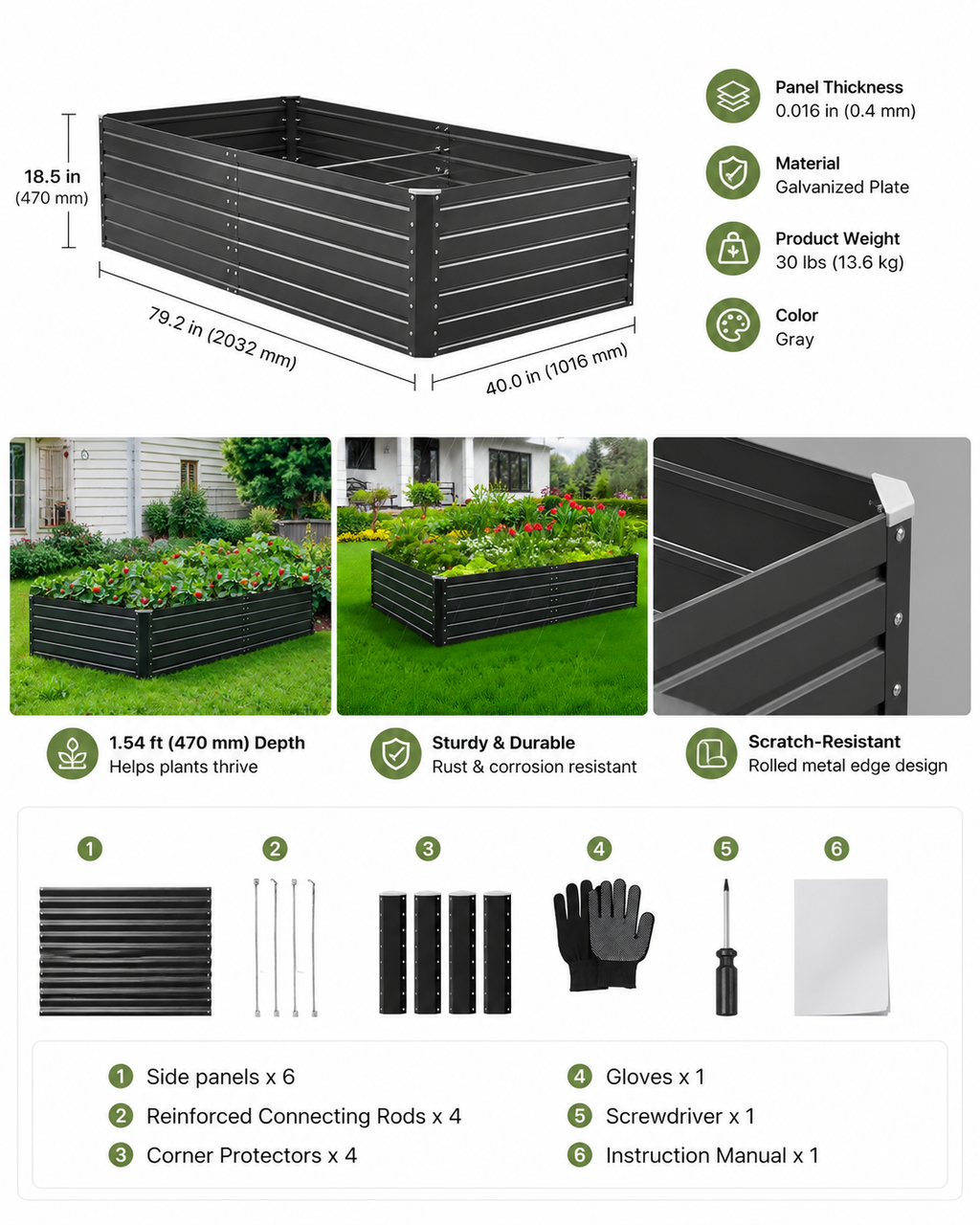 TerraBed™ Galvanized Metal Raised Garden Bed