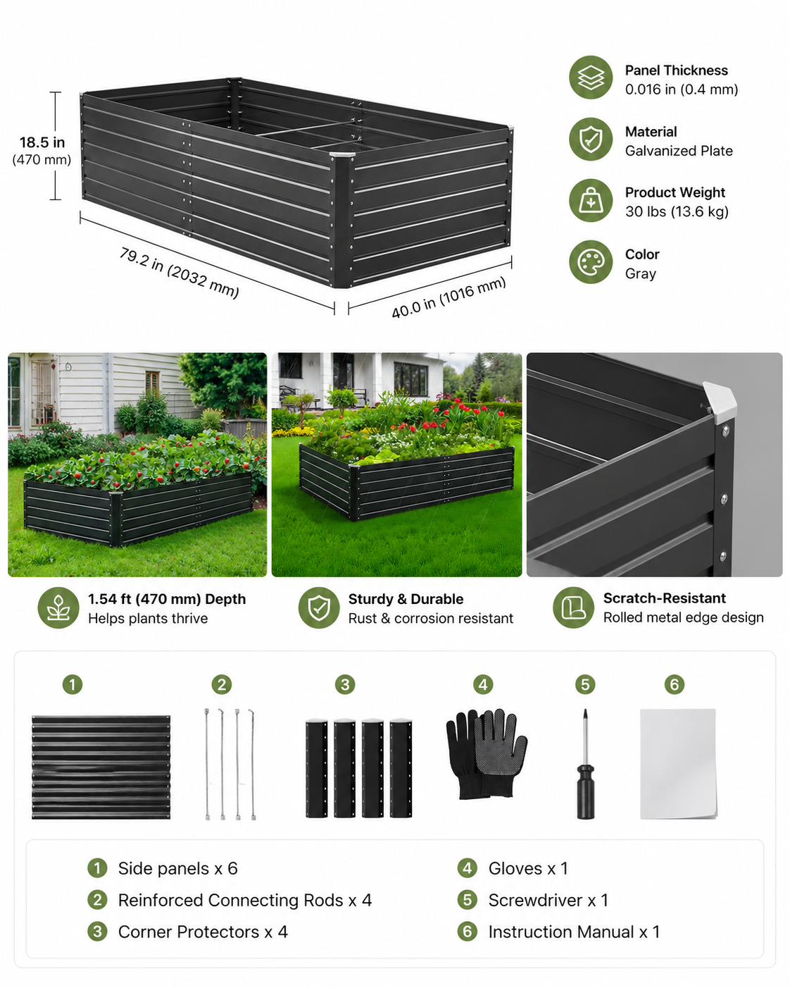 TerraBed™ Galvanized Metal Raised Garden Bed