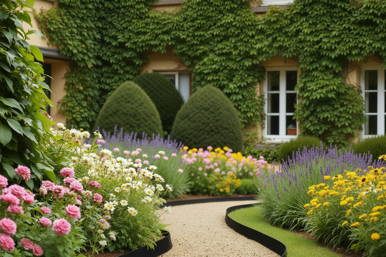 Landscape Edging 66ft X 4in L-Shaped Durable Plastic Garden Border No Dig