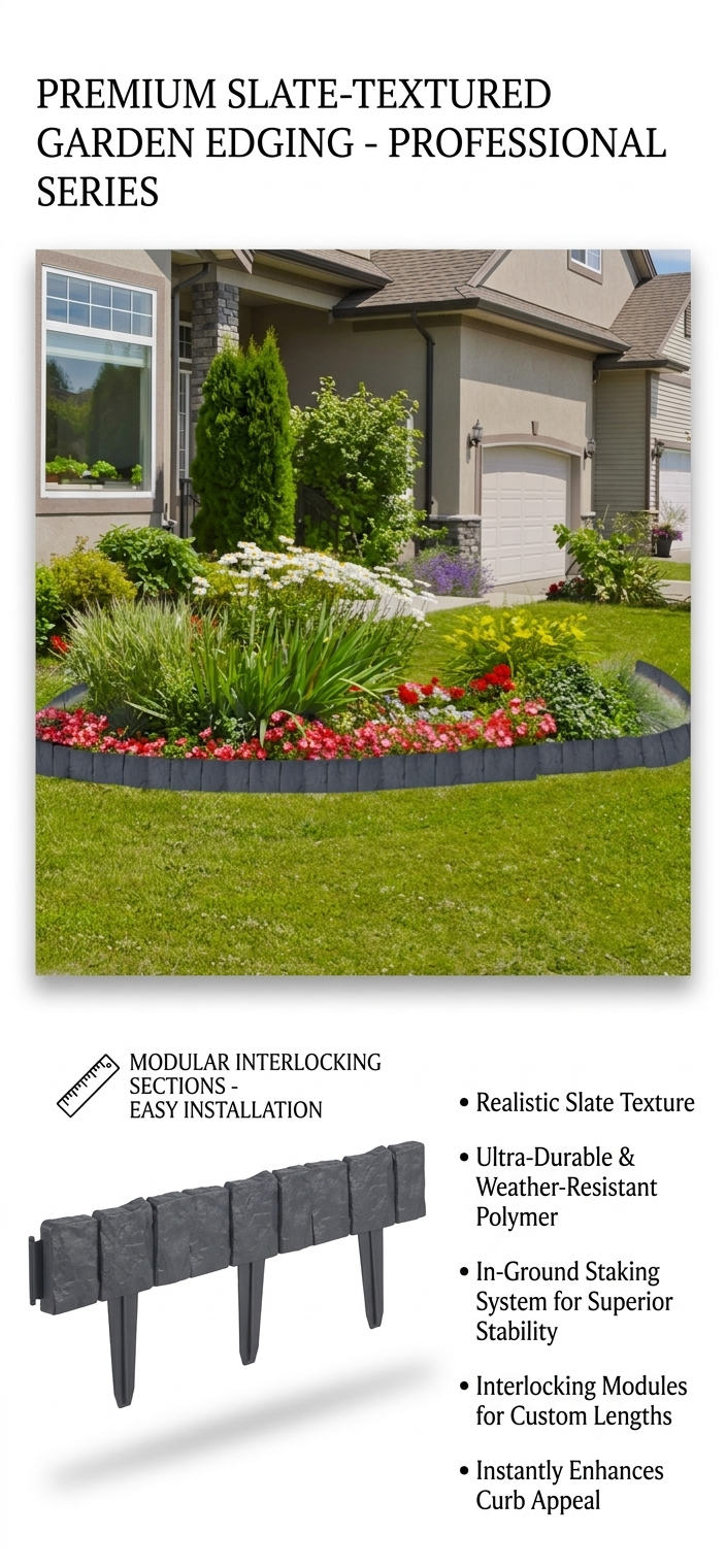 Lawn Edging Stone Look 41 pcs. 10M
