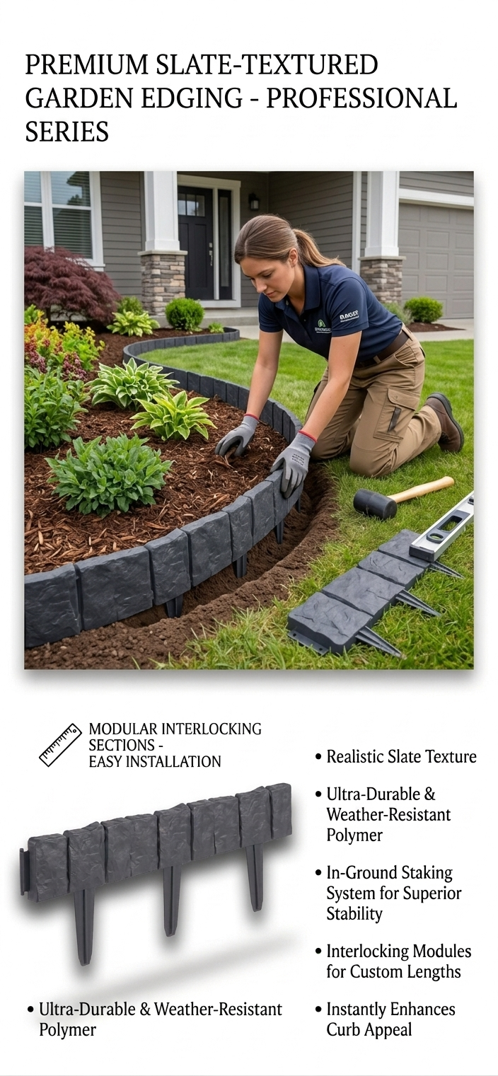 Lawn Edging Stone Look 41 pcs. 10M