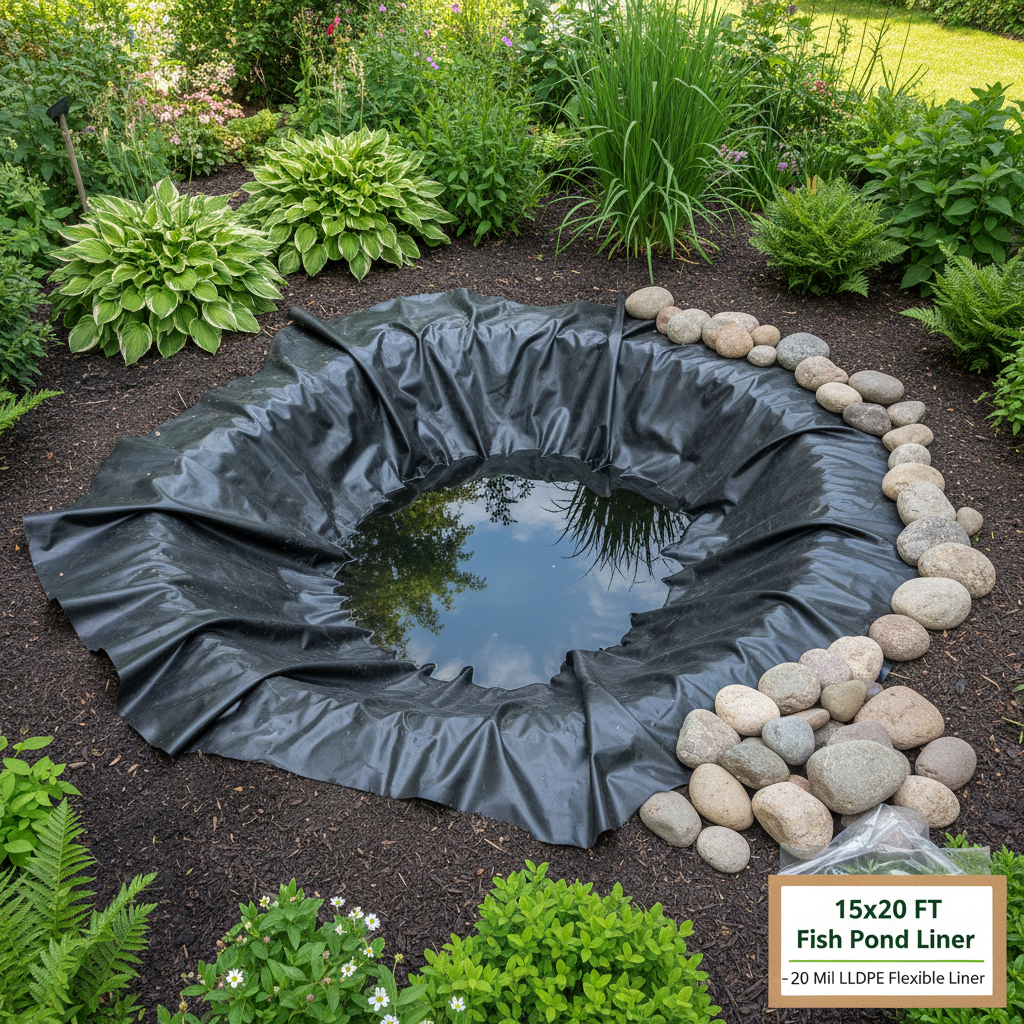 Premium 20 Mil LLDPE Pond Liner — 15×20 FT, UV-Stabilized, Fish-Safe & Puncture-Resistant