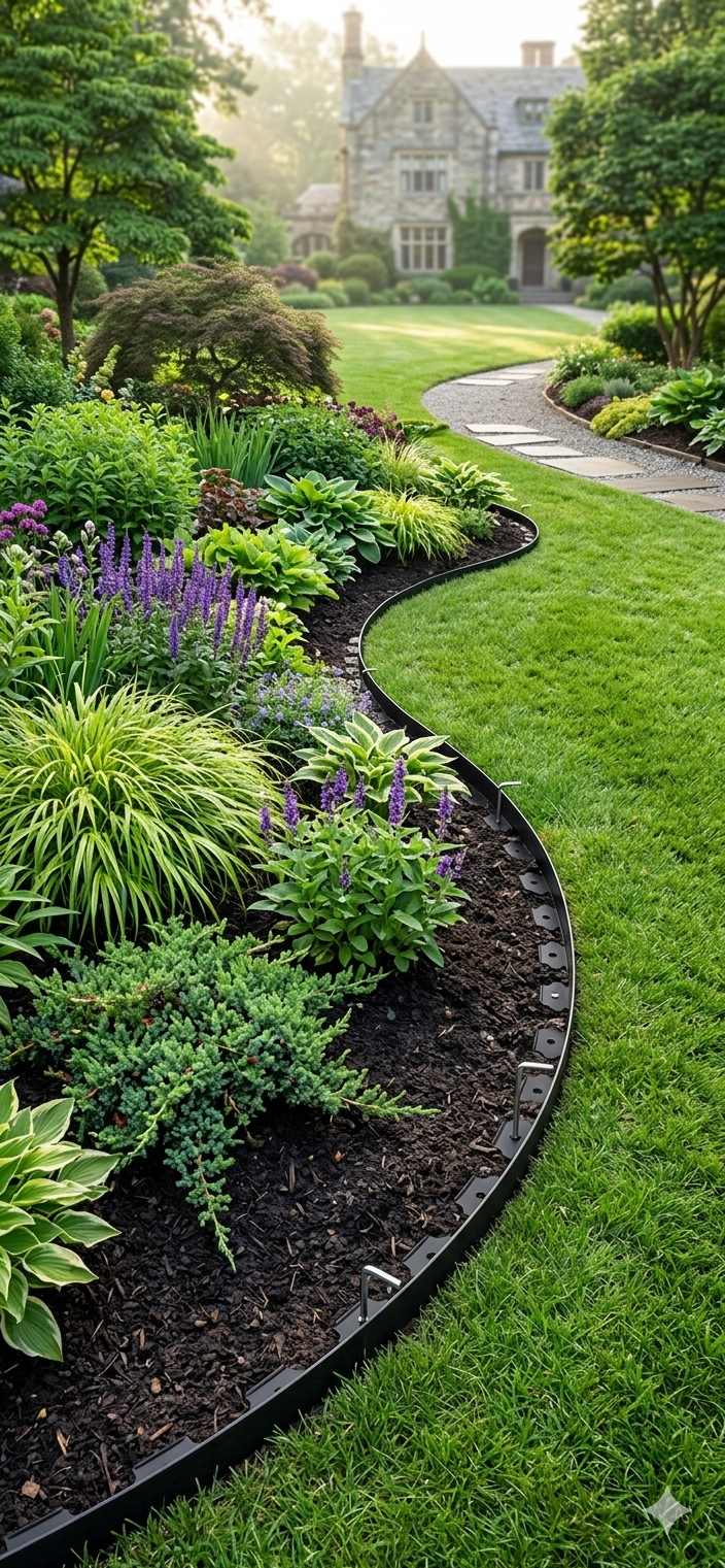 Landscape Edging 20ft X 2in L-Shaped Durable Plastic Garden Border No Dig