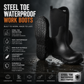 Men's Steel Toe Rubber Boots Waterproof Rain Fishing Boots Outdoor Non-Slip Work Shoes Size 11 US