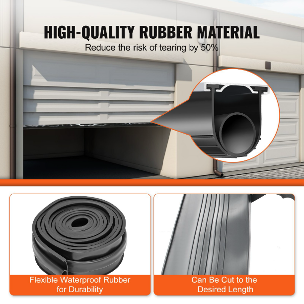 DraftShield™ Garage Door Bottom Seal — U+O Shape Rubber Kit