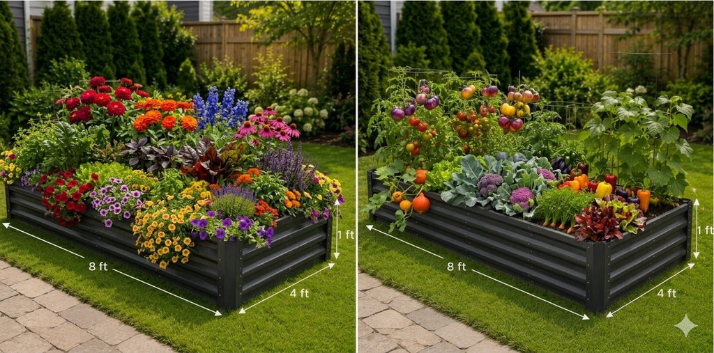Metal Raised Garden Bed 8 X 4 X 1 Ft Outdoor Galvalume Planter Garden Box Open Bottom Dark Gray