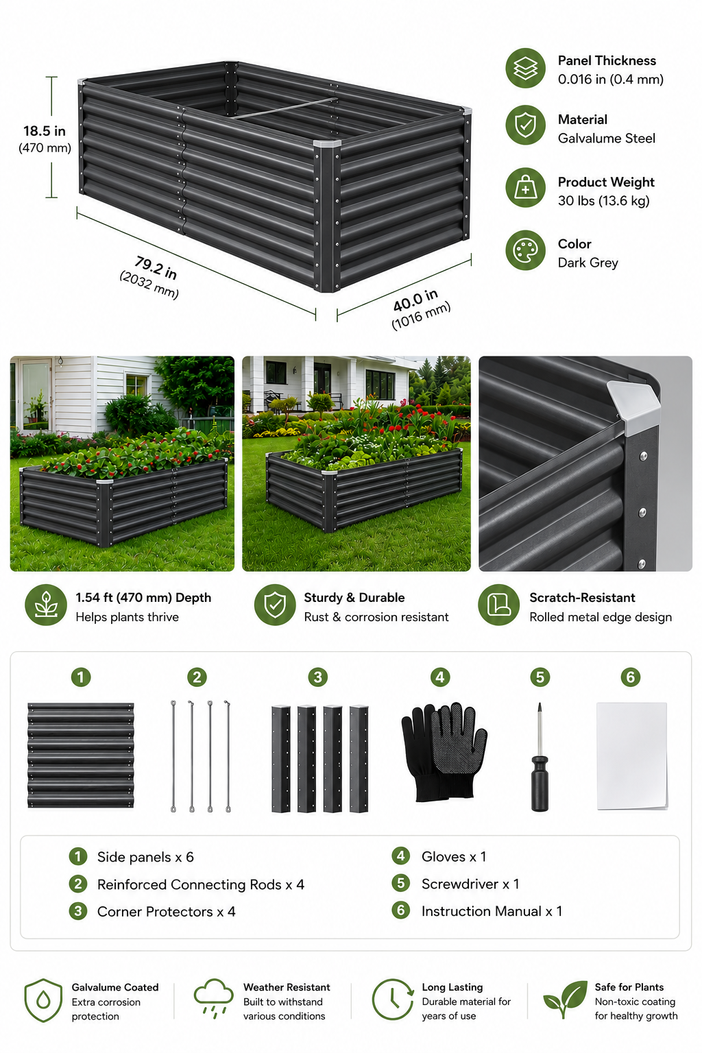 TerraBed™ Galvanized Metal Raised Garden Bed